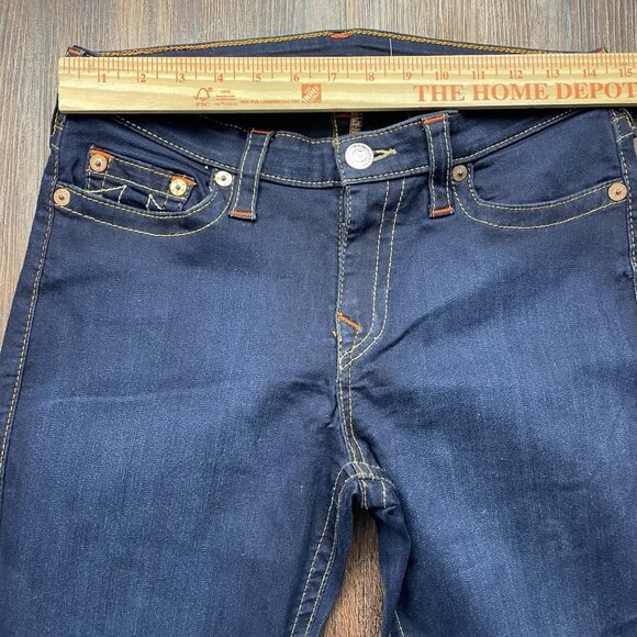 True Religion Women’s Skinny Low Rise Orange Stitch Stretch Jeans 31 - Picture 7 of 11